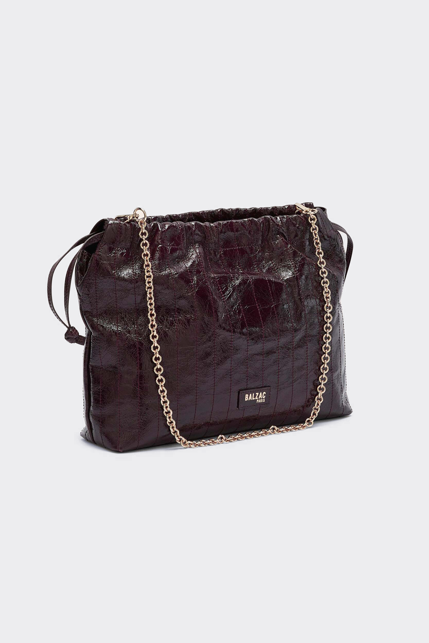 Bag Amaïa patent crinkled chocolate