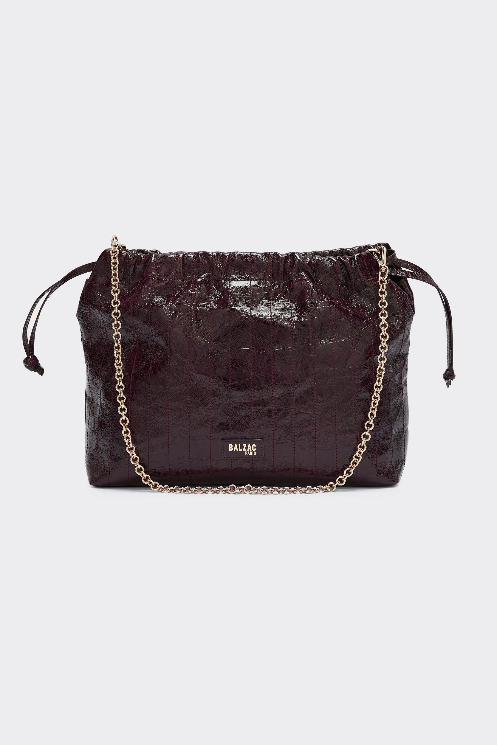 Bag Amaïa patent crinkled chocolate