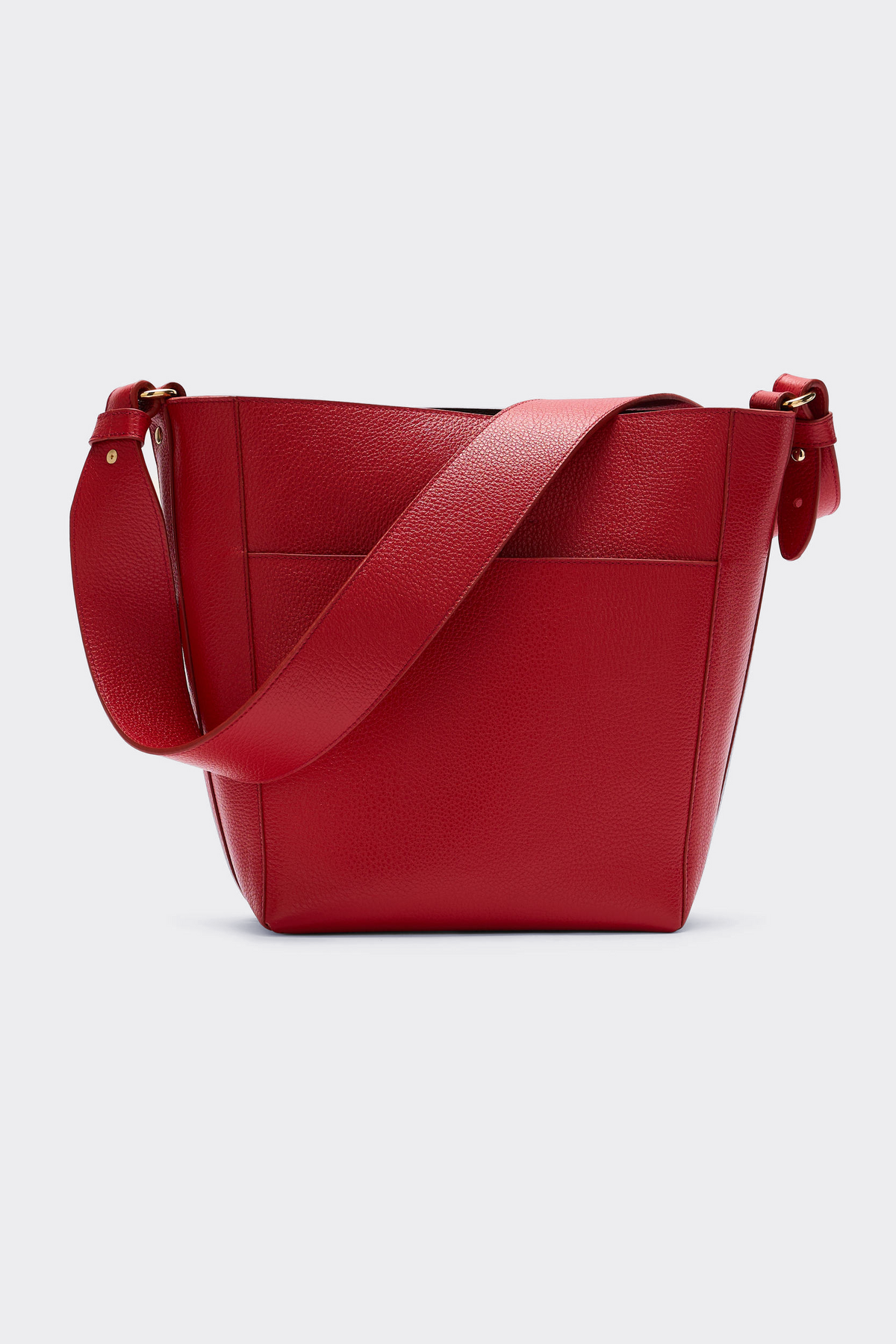 Sac Sasha grainé rouge intérieur chocolat
