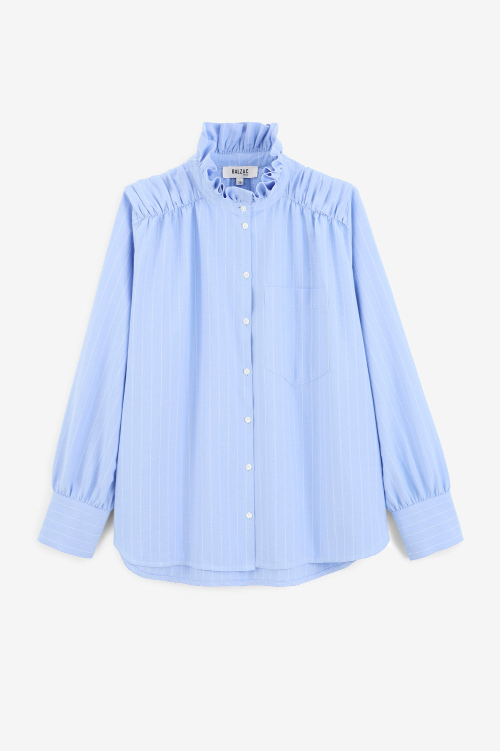 Chemise Léonor rayures bleu lavande et blanc
