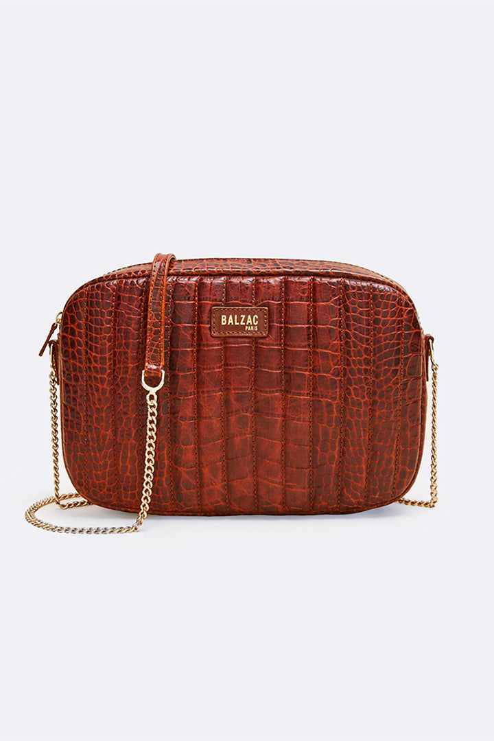 Sac Grand César cognac embossé