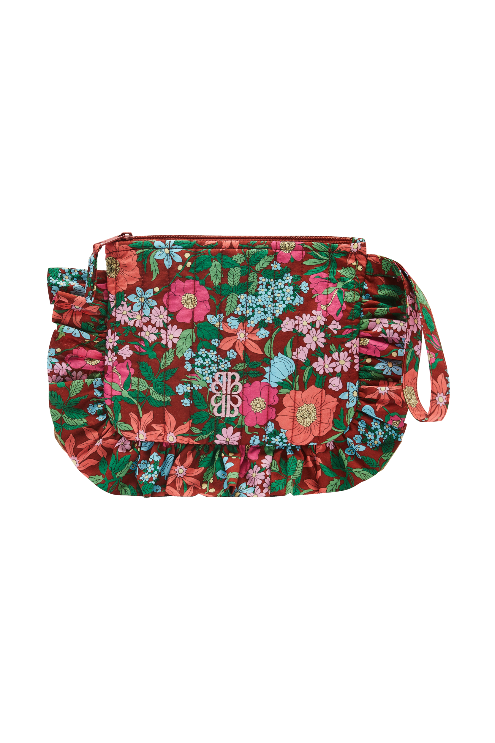 Pouch Carline printed Liberty pink and burgundy