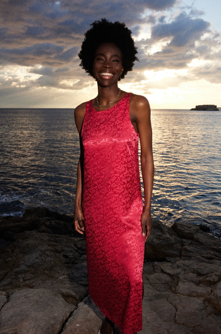 Dress Avenir jacquard framboise