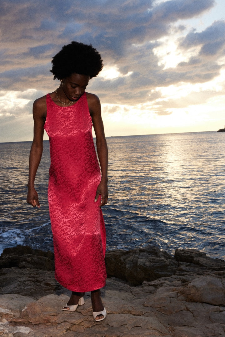 Dress Avenir jacquard framboise