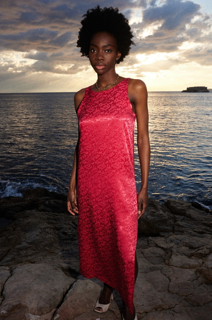 Dress Avenir jacquard framboise