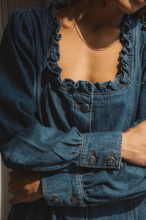 Robe Zina jean bleu midi