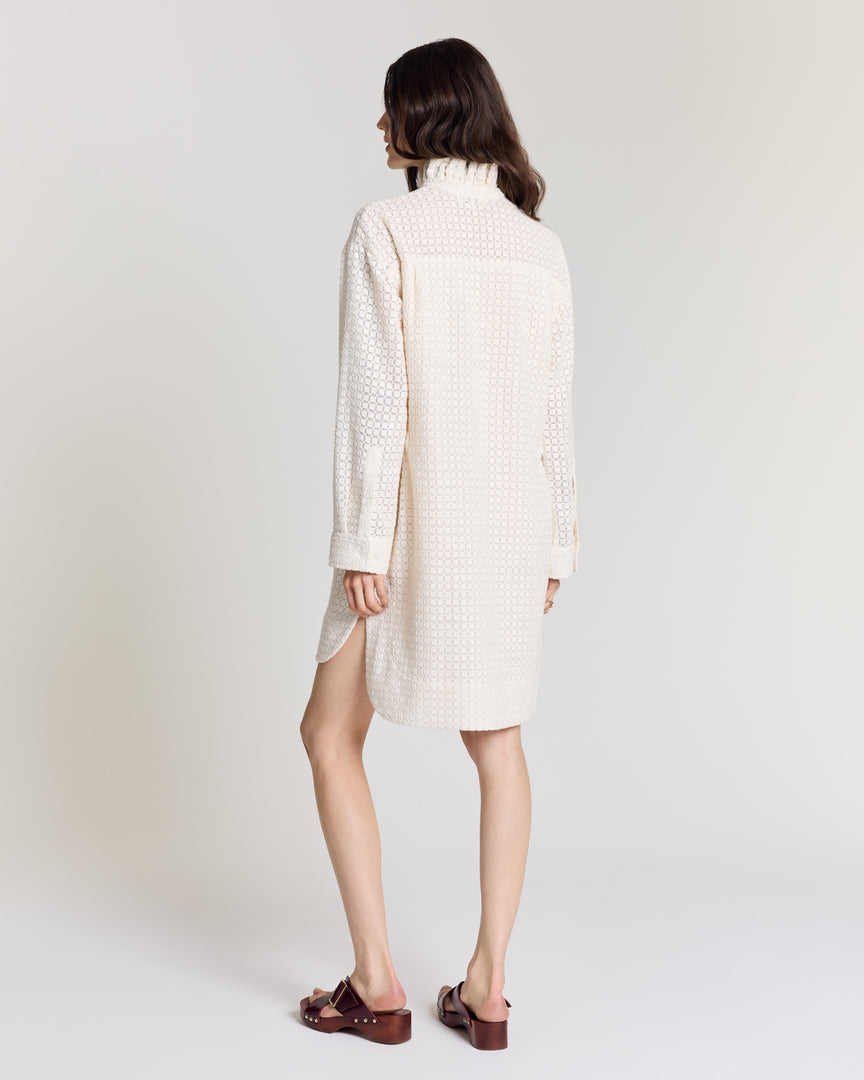 Dress Lioren guipure lace checks ecru