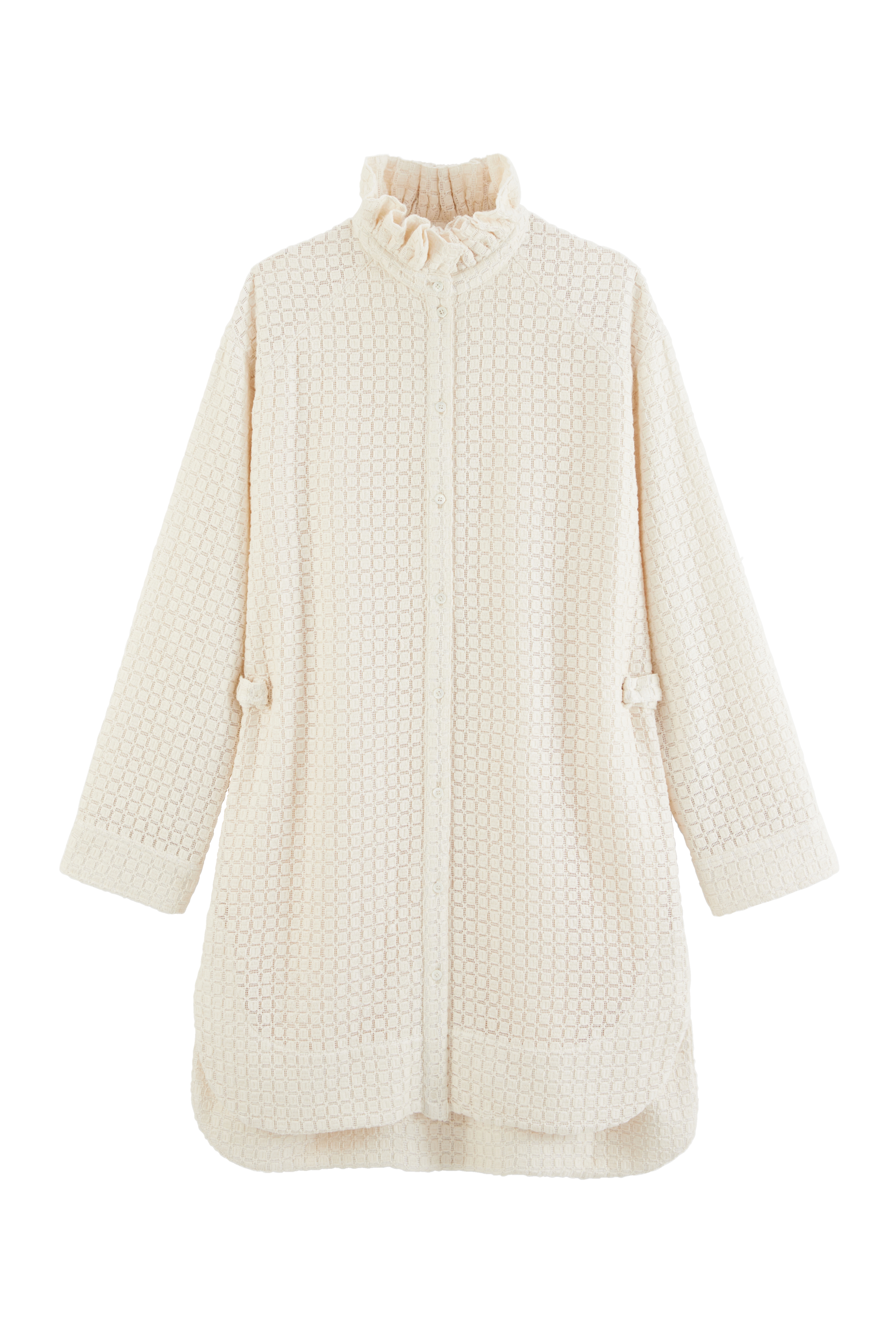 Dress Lioren guipure lace checks ecru