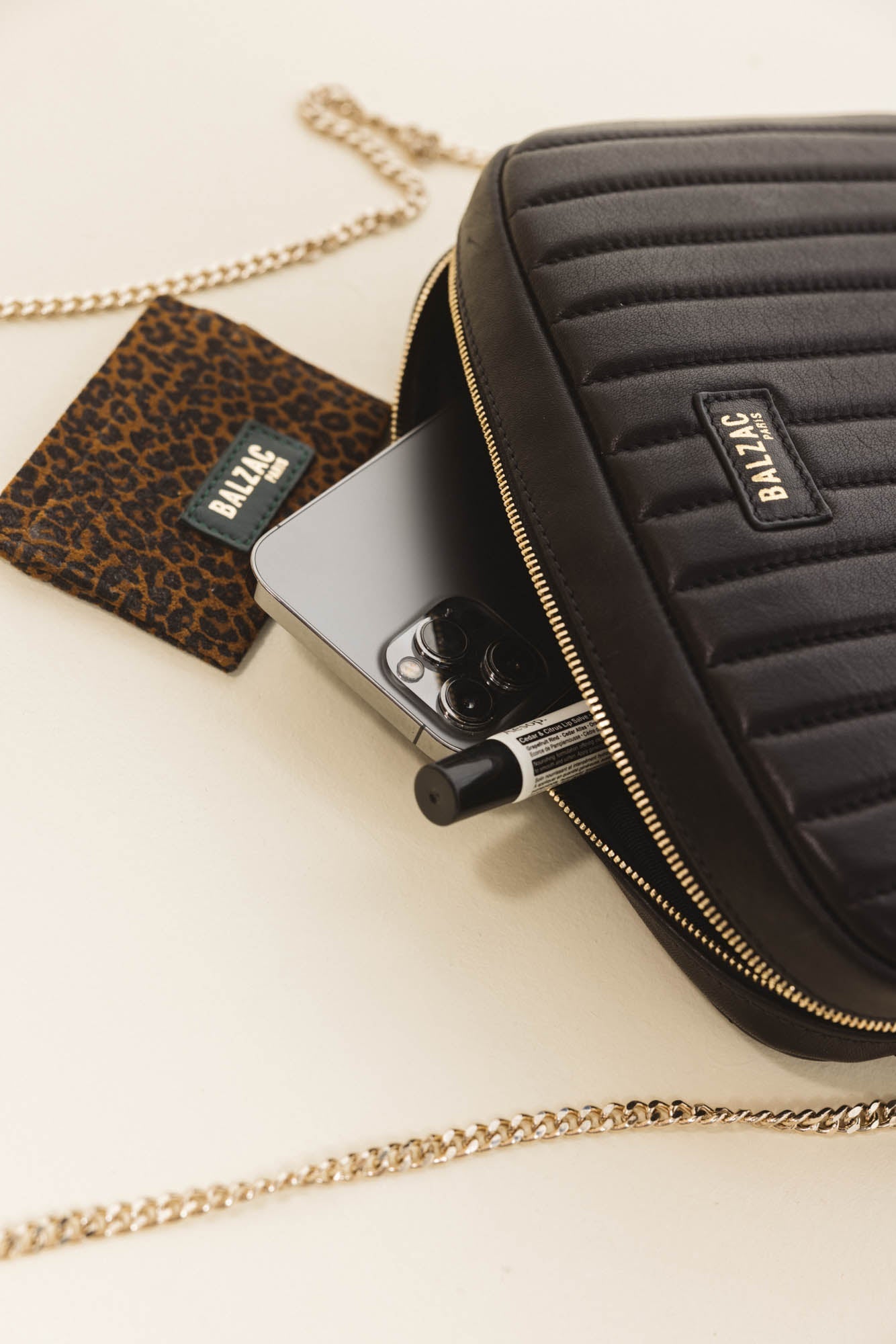 Bag Grand César black smooth chaine removable