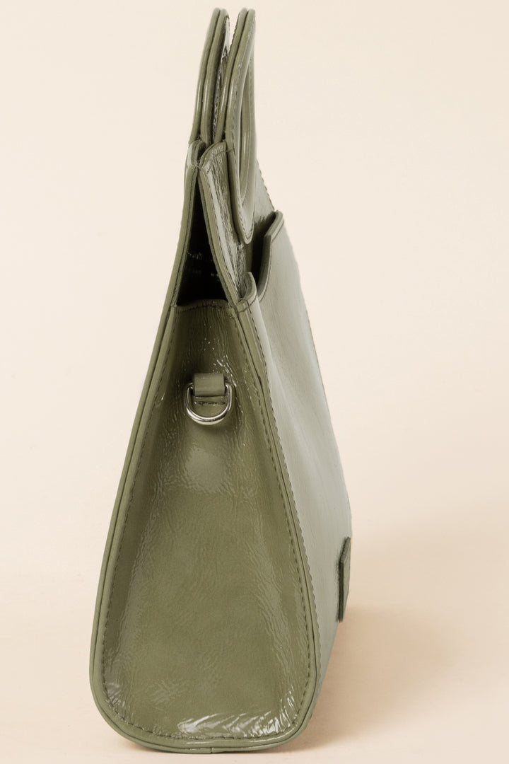 Mini bag Gaïa crinkled varnish olive