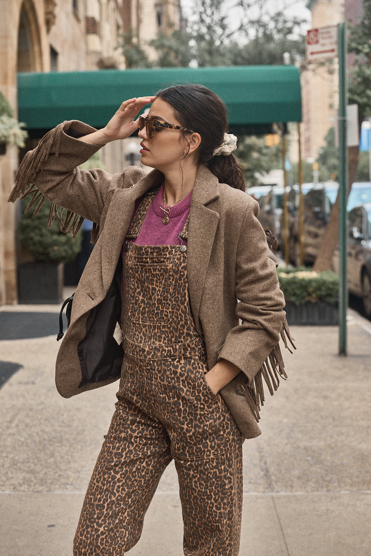 Coffee leopard Edifice overalls