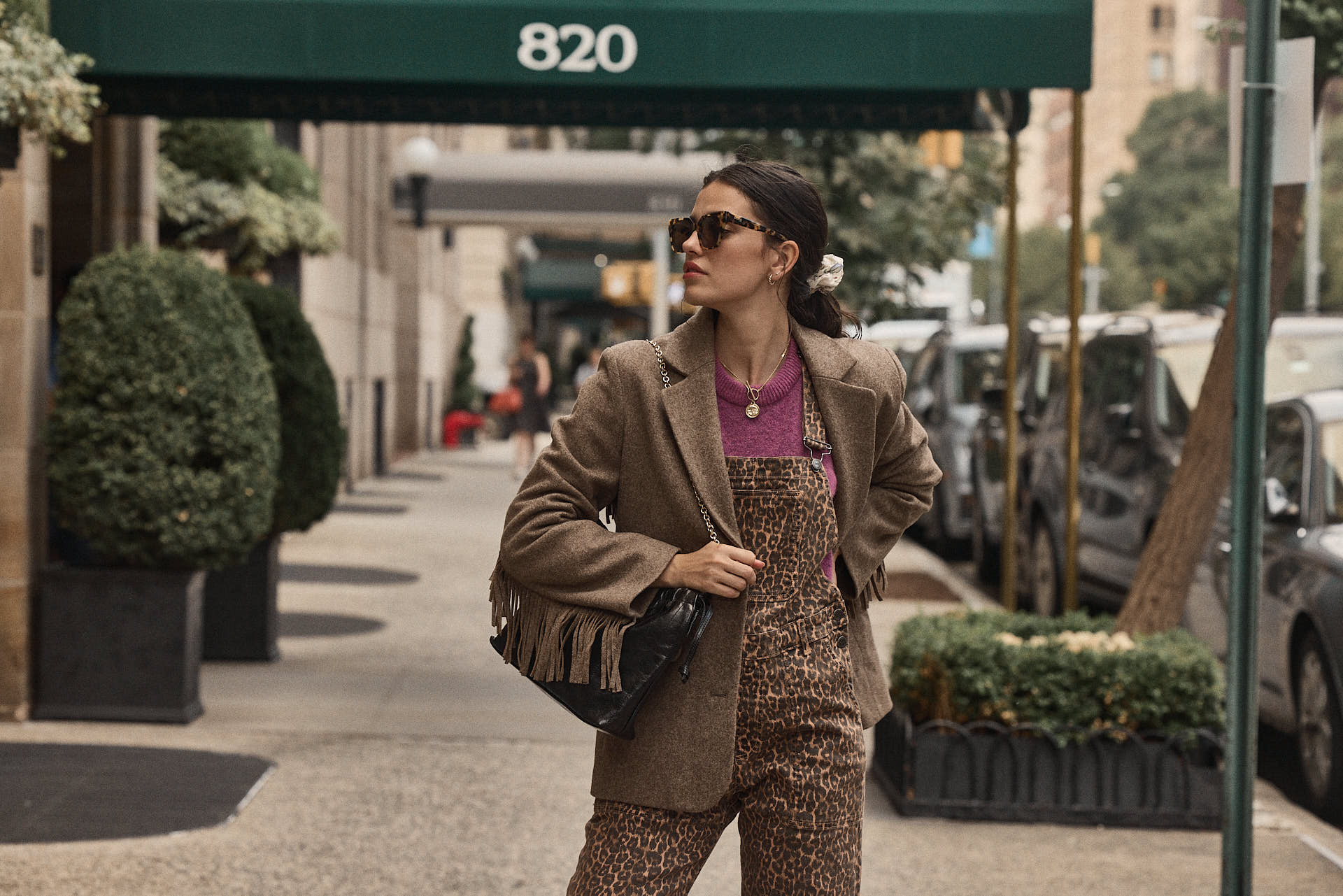 Salopette Edifice leopard coffee