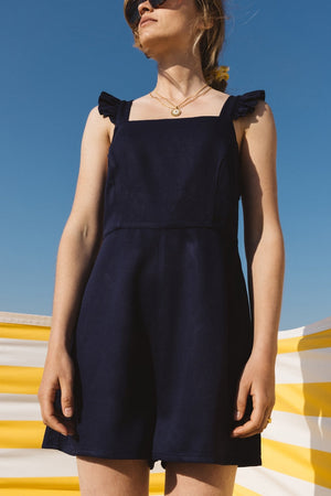 Salopette short Mosaïque marine