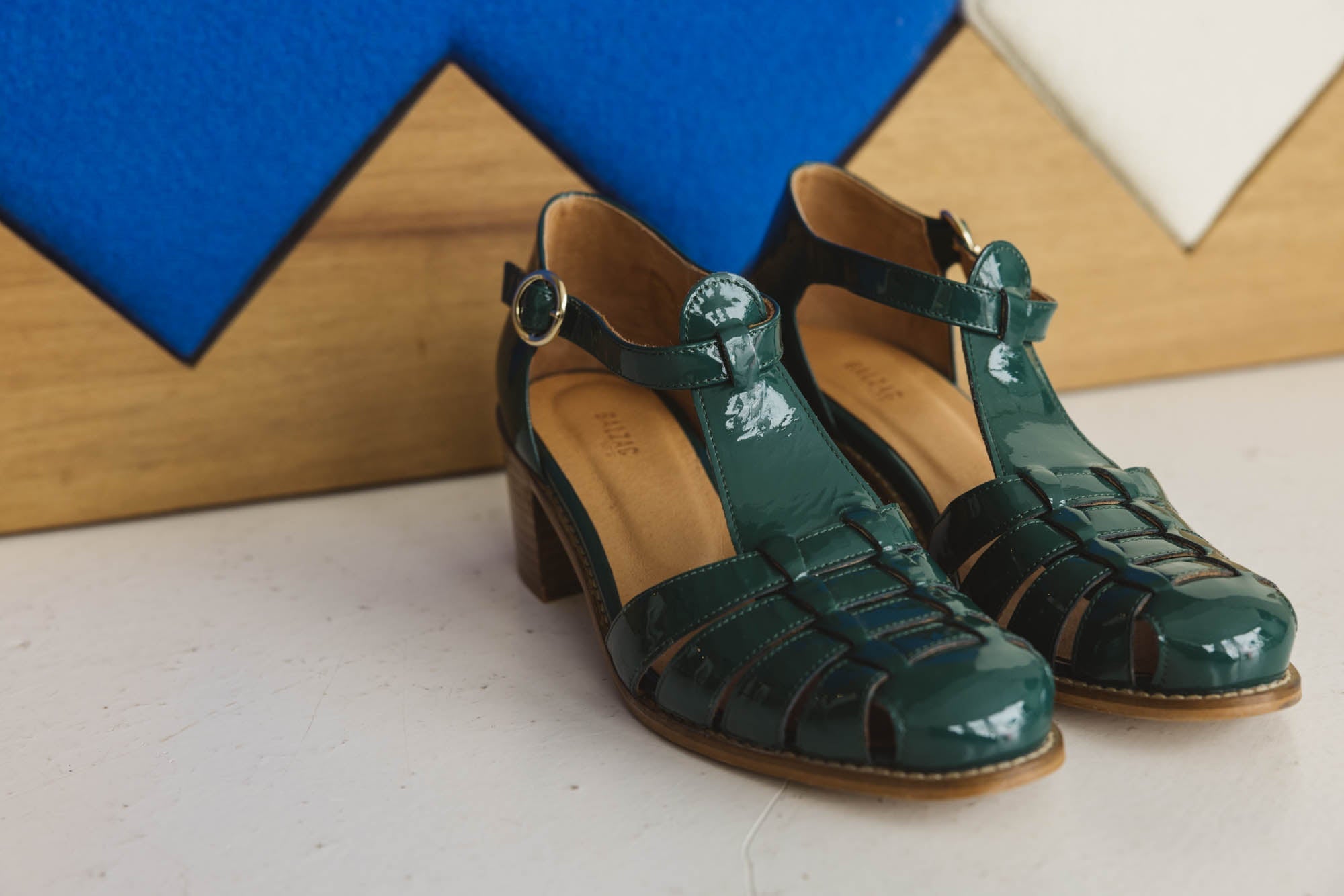 Albane green patent Mary Janes