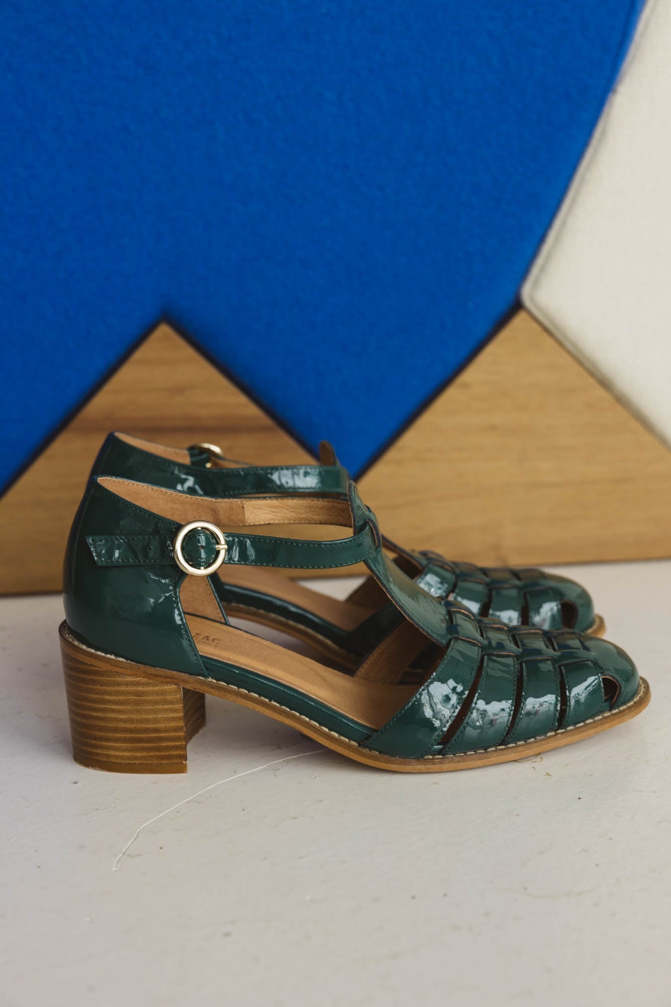 Albane green patent Mary Janes