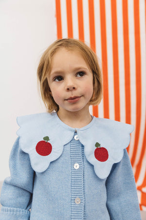 Col Conférence bleu avec motifs pommes