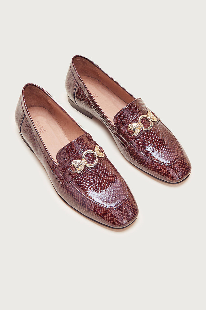 Loafers Flavie embossed patent chocolate