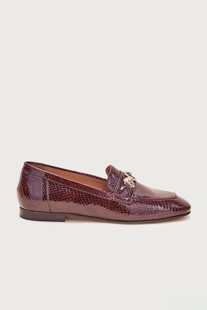 Loafers Flavie embossed patent chocolate