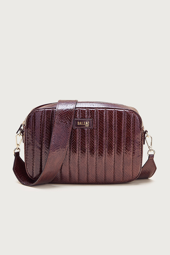 Grand César bag embossed with chocolate varnish