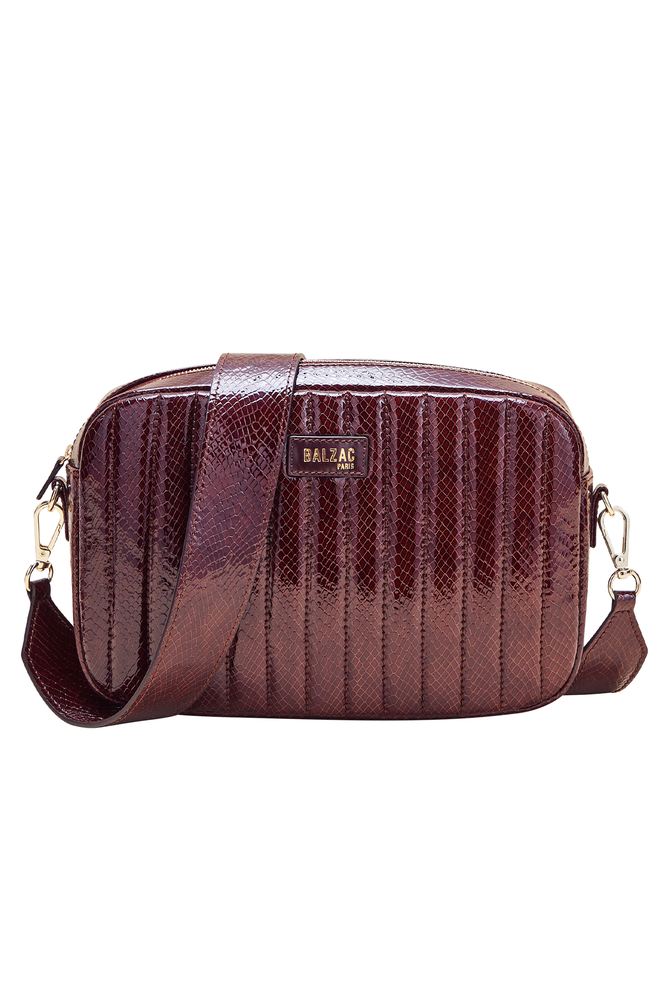 Grand César bag embossed with chocolate varnish