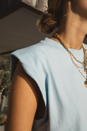 Tee-shirt Epopée bleu coton bio GOTS responsable manches