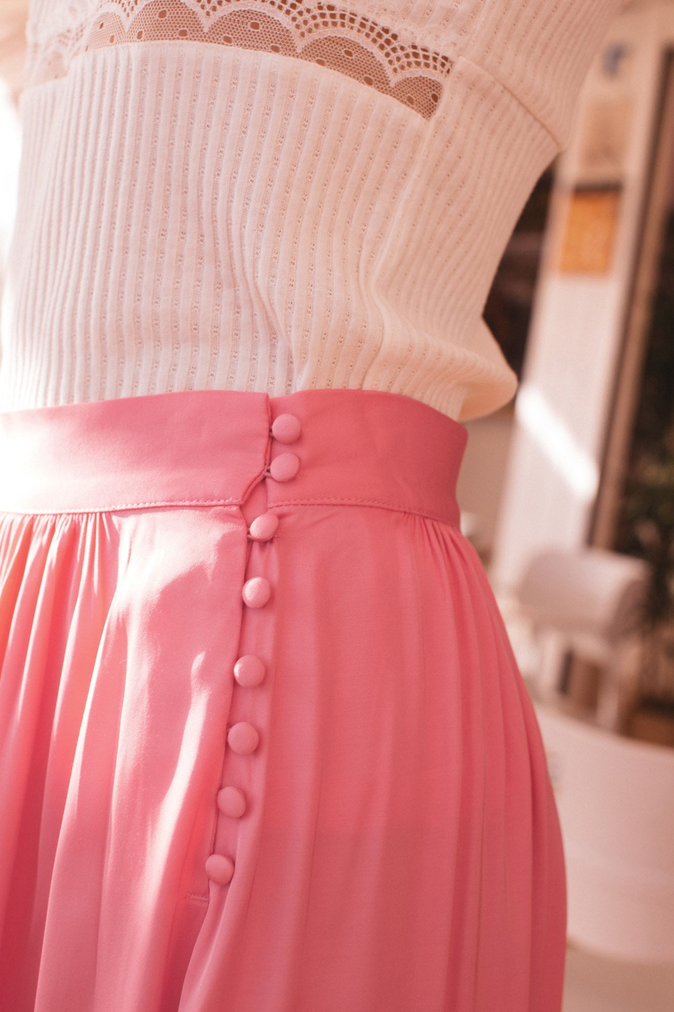 Sally pink satin skirt