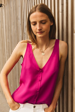 Top Félia fuchsia effet satiné TENCEL ECOVERO