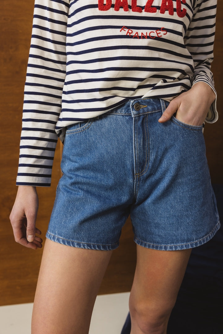 Maylone mineral blue denim shorts