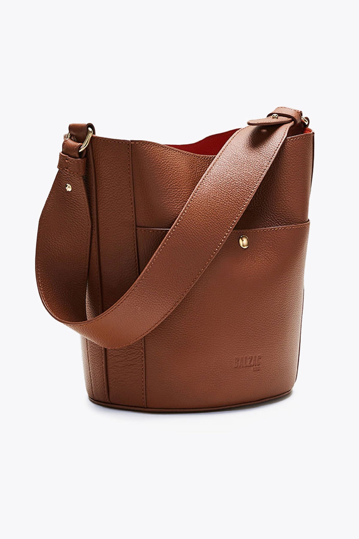 Sac Sofia grainé cognac intérieur orange