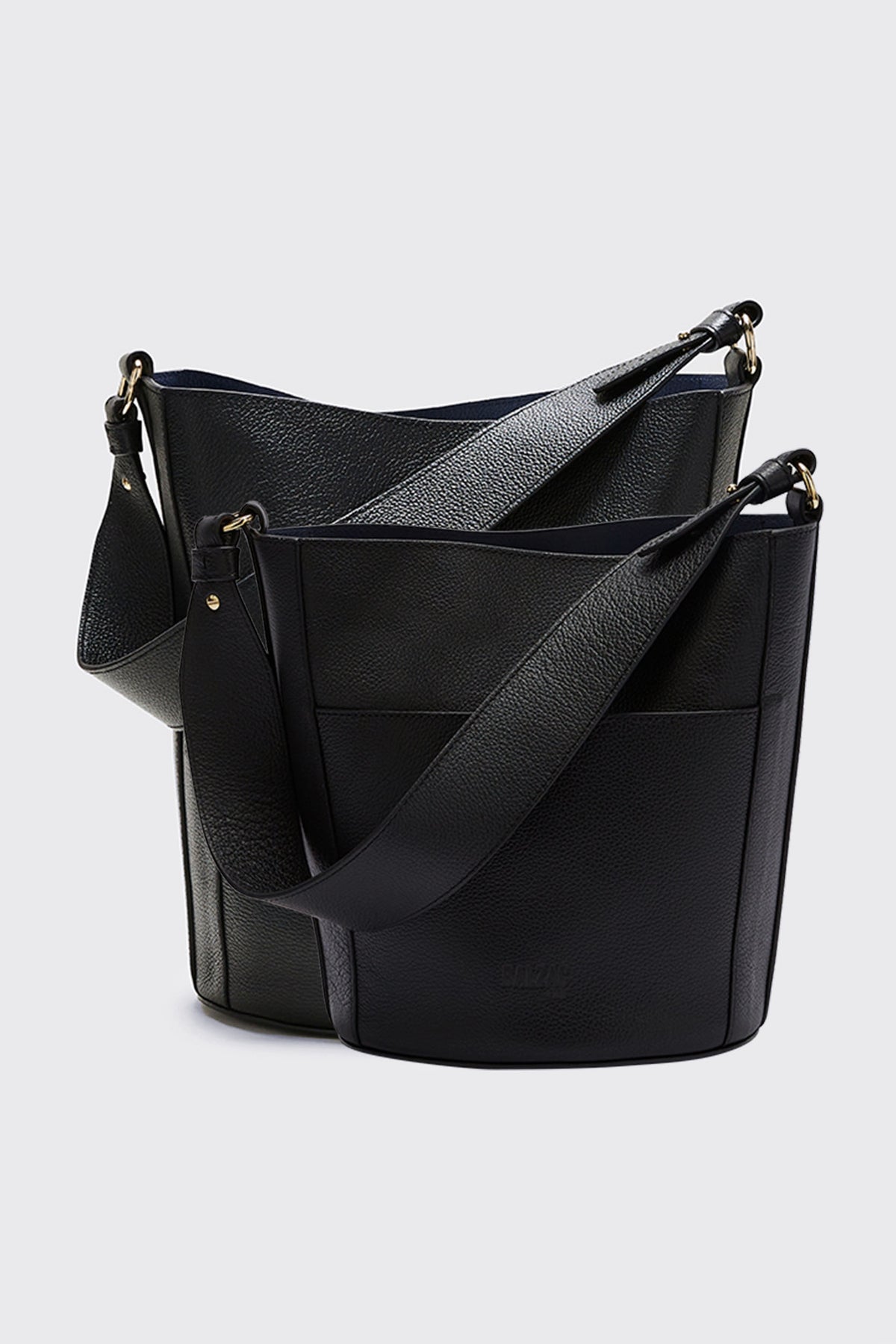 Sac Grand Sofia grainé noir intérieur marine