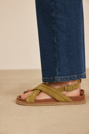Khaki nubuck Petra sandals