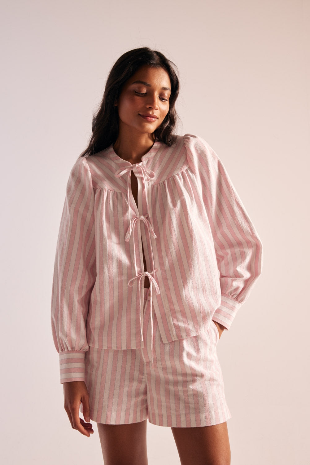 Shorts Simon stripes pink and white