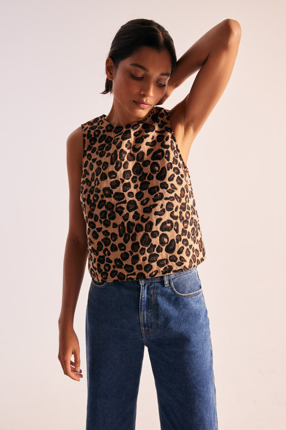 Top Izaline jacquard leopard