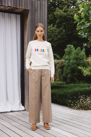 Literary sweatshirt Jean-Paul/Simone ecru