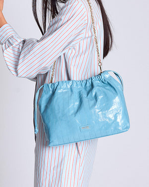 Sac Amaïa vernis froissé bleu ciel