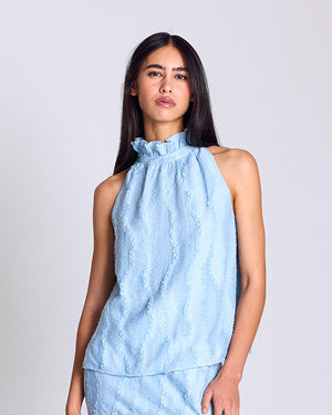 Textured sky blue Leonora top