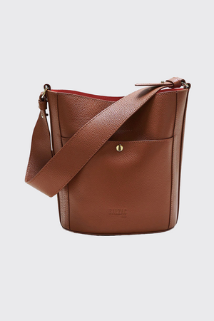 Sac Sofia grainé cognac intérieur orange