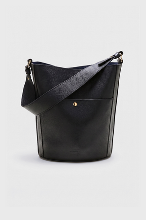 Sac Grand Sofia grainé noir intérieur marine