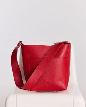 Sac Sasha grainé rouge intérieur chocolat