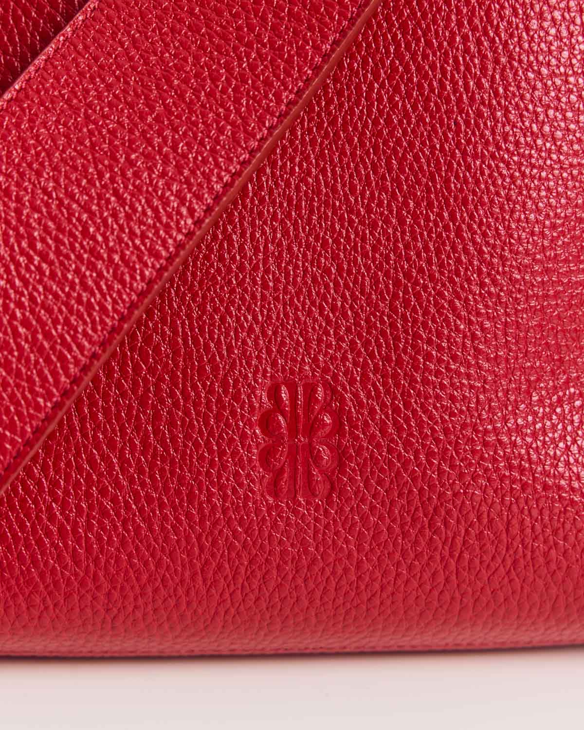 Sac Sasha grainé rouge intérieur chocolat