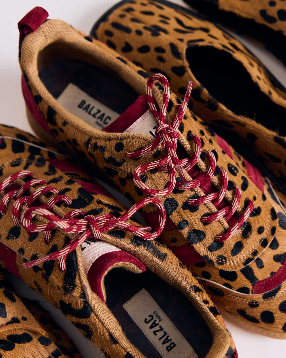 Baskets Quinn guépard et bordeaux