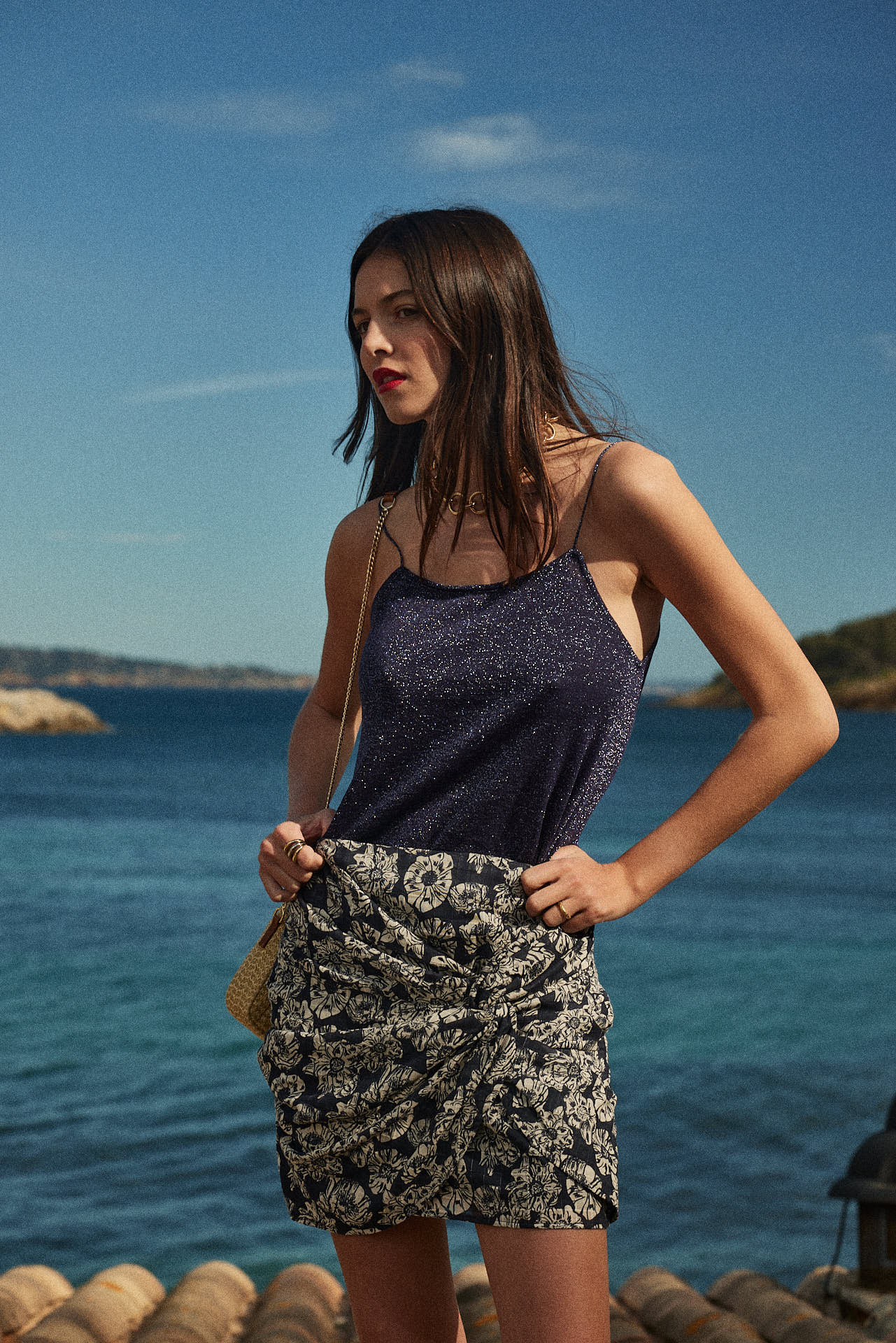 Top Amandier navy iridescent