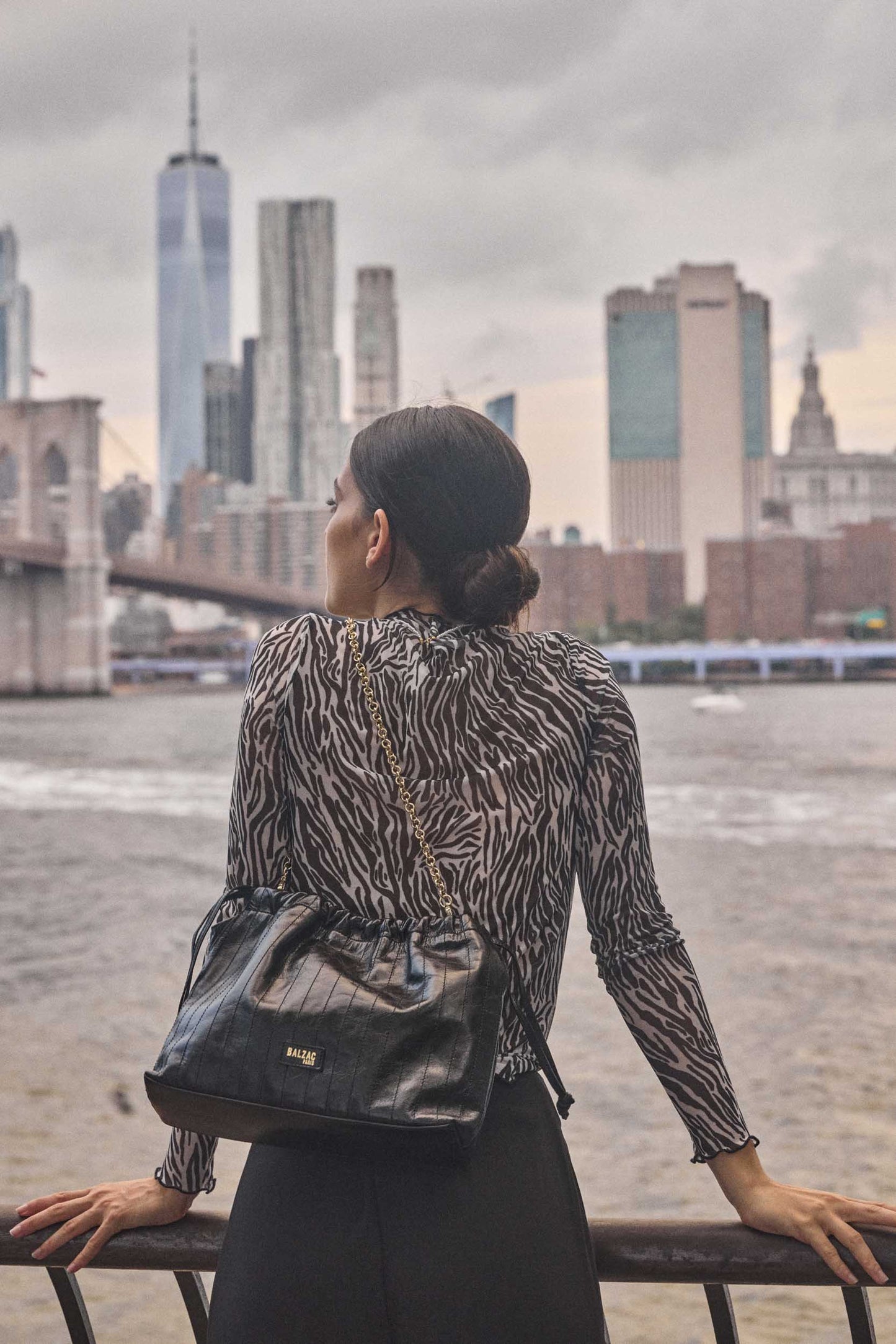 Isabella black and white zebra top