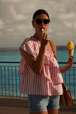 Pink striped muguet top