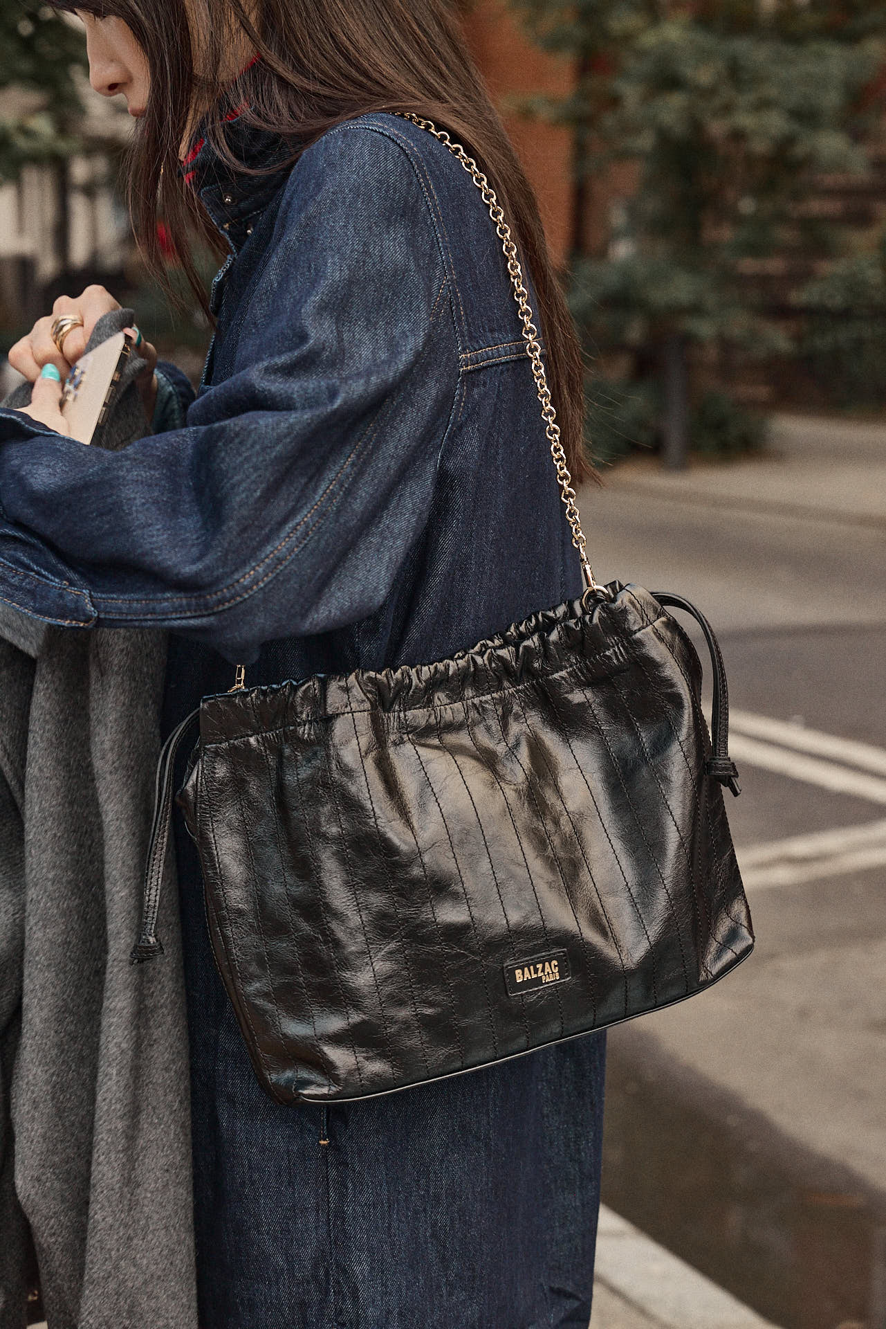 Bag Amaïa crinkled black