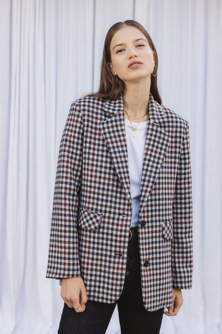 Brown checked Néo-Feuille jacket