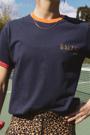 Tee-shirt Bree marine, fuchsia et orange