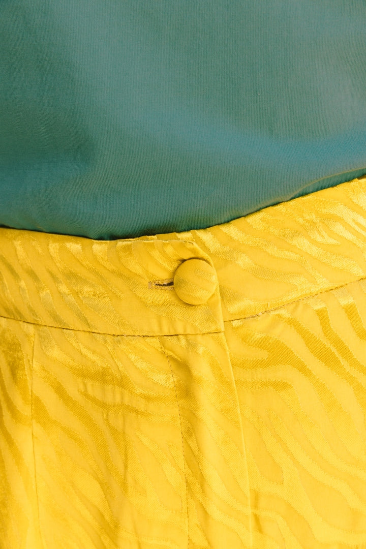 Libre yellow jacquard trousers