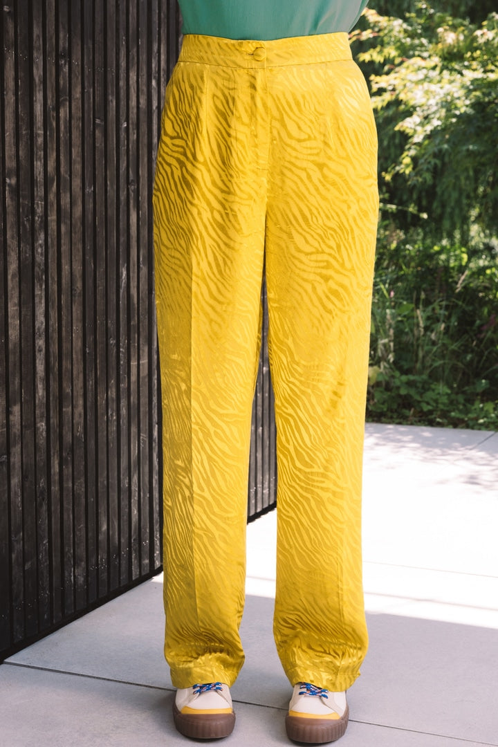 Libre yellow jacquard trousers