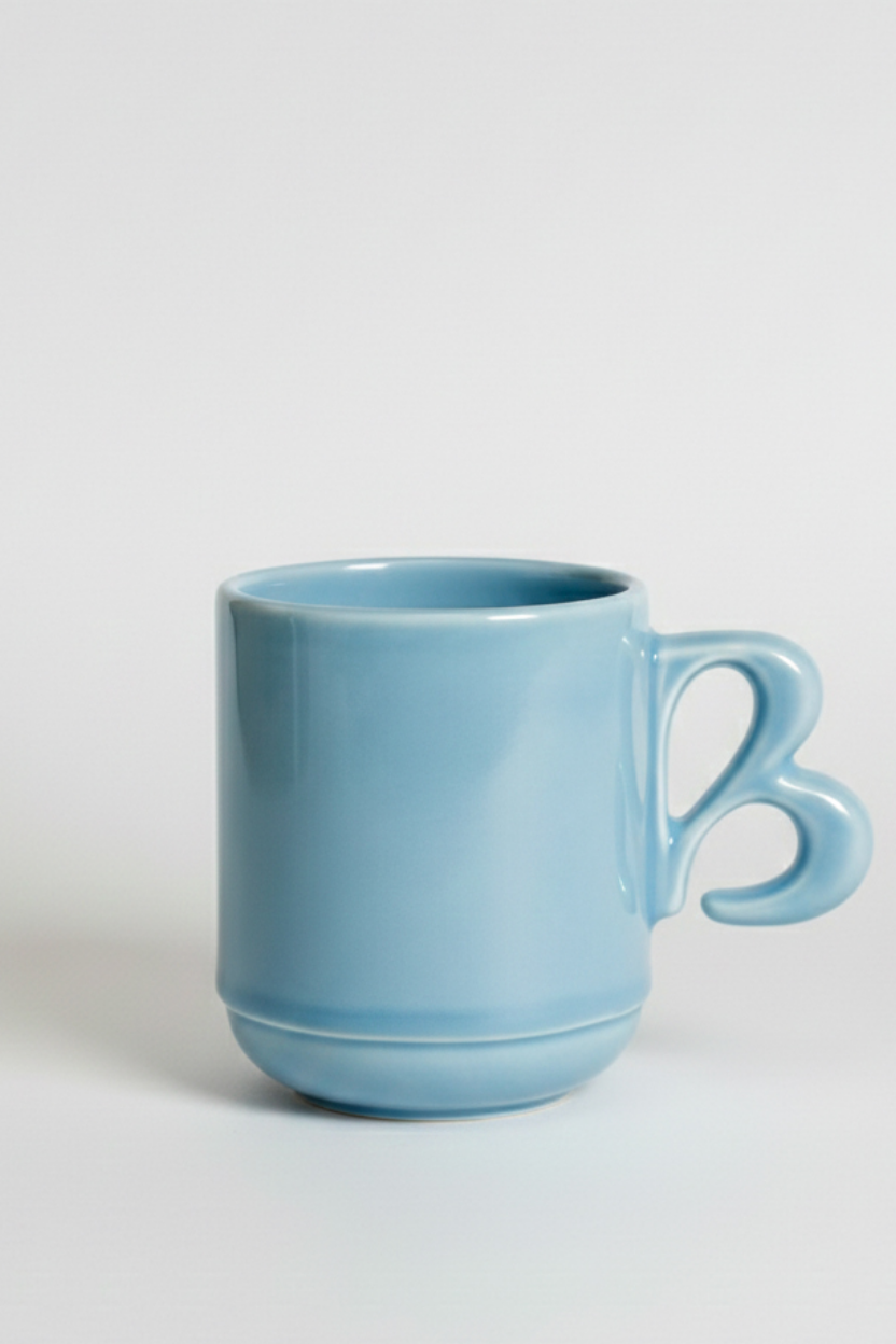 Blue B-handle mug